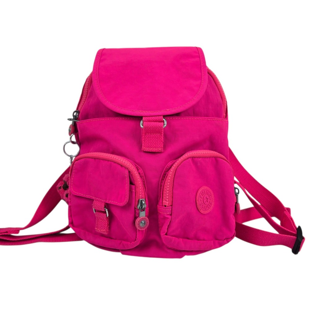 Kipling Firefly N Backpack or Shoulder Bag Hot Pink Furry Monkey Ella 1218